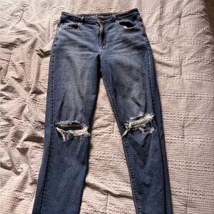 American Eagle Outfitters Distressed Blue Straight Leg Jeans